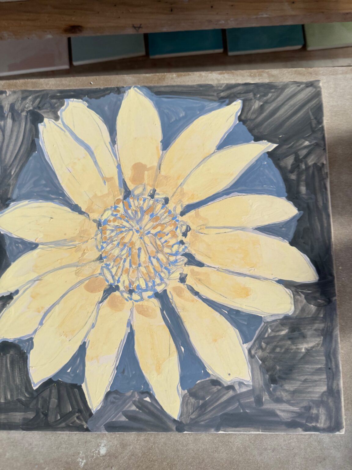 visiting with Las señoras (flowers) detail process